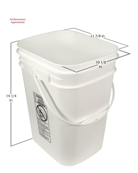 1 Gallon White Square Plastic Pail w/Plastic Handle