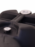 Drum, 15 gal, poly, BLACK, square stackable, 2 bungs