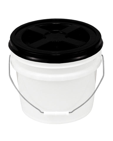  3.5 Gallon White Bucket with White Gamma Screw on Lid