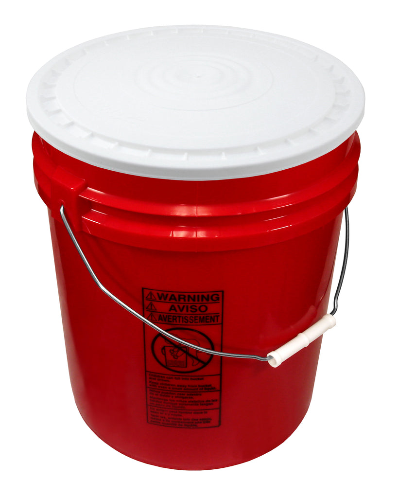 5 Gallon Food Grade Buckets With Easy Peel Lids - BPA Free HDPE Plastic Pails, 3 Pack (Red)