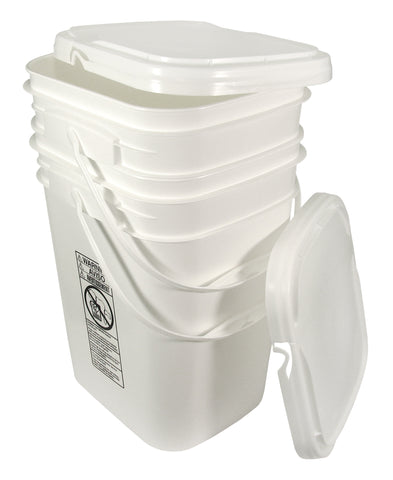 5 Gallon Square Grade Bucket Pail With Lid (Pack Of 2) Made In Containers 