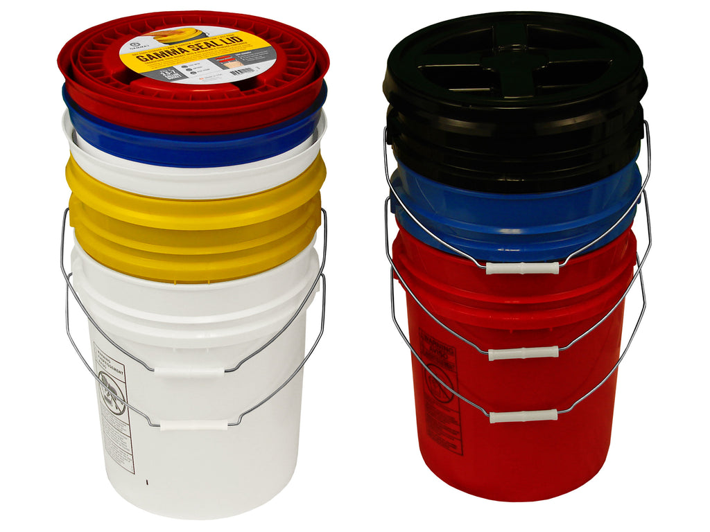 Assorted Color Buckets with matching Gamma Lids, 5 Pack TankBarn