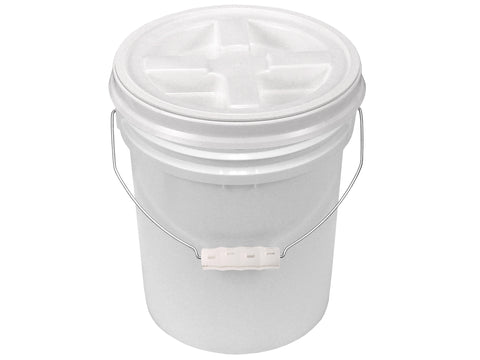 White 5 Gallon Bucket with Wire Handle and Choice of White or Colored Gamma  Seal Lid - starting quantity 1 count - FREE SHIPPING - ePackageSupply