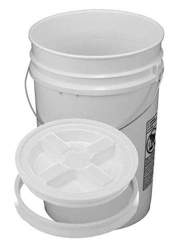 5 Gallon Tan Bucket with Black Gamma Seal Lid, 5 Pack